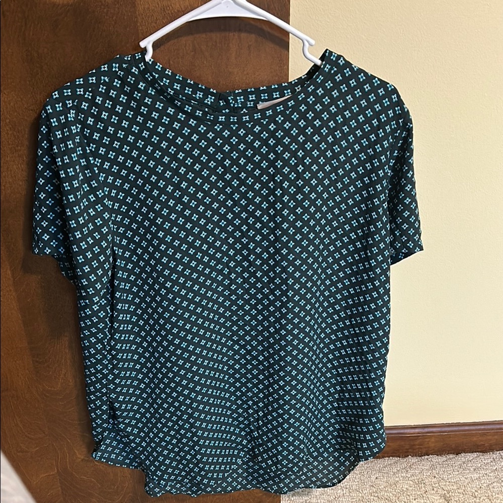 Black and Blue Patterned Women's Top
